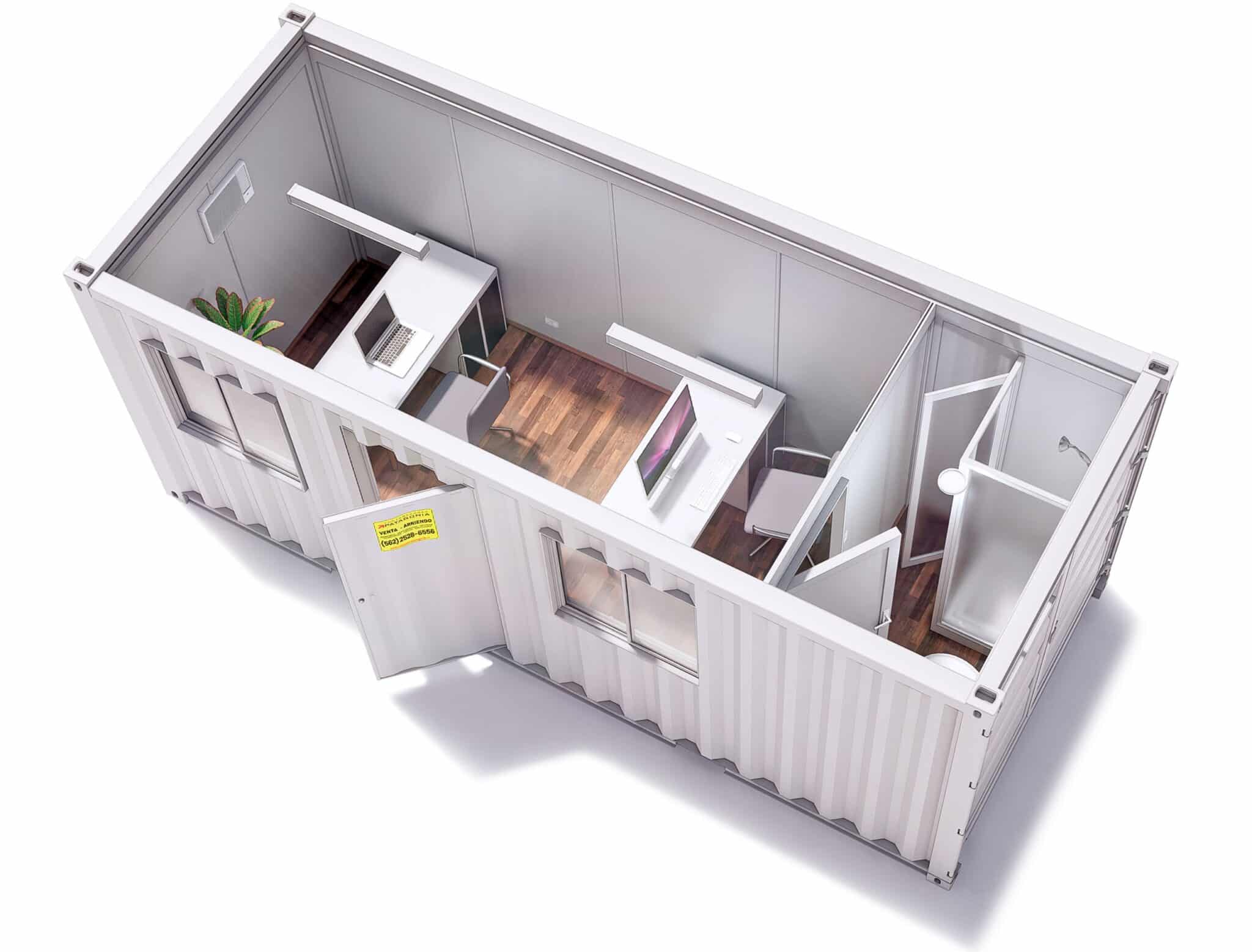 Oficina Container 20 Pies Forrada — Baño Completo