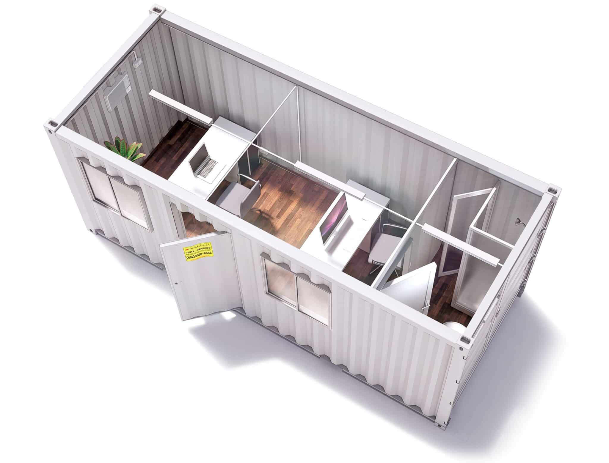 Oficina Container 20 Pies Sin Forrar — Baño Completo