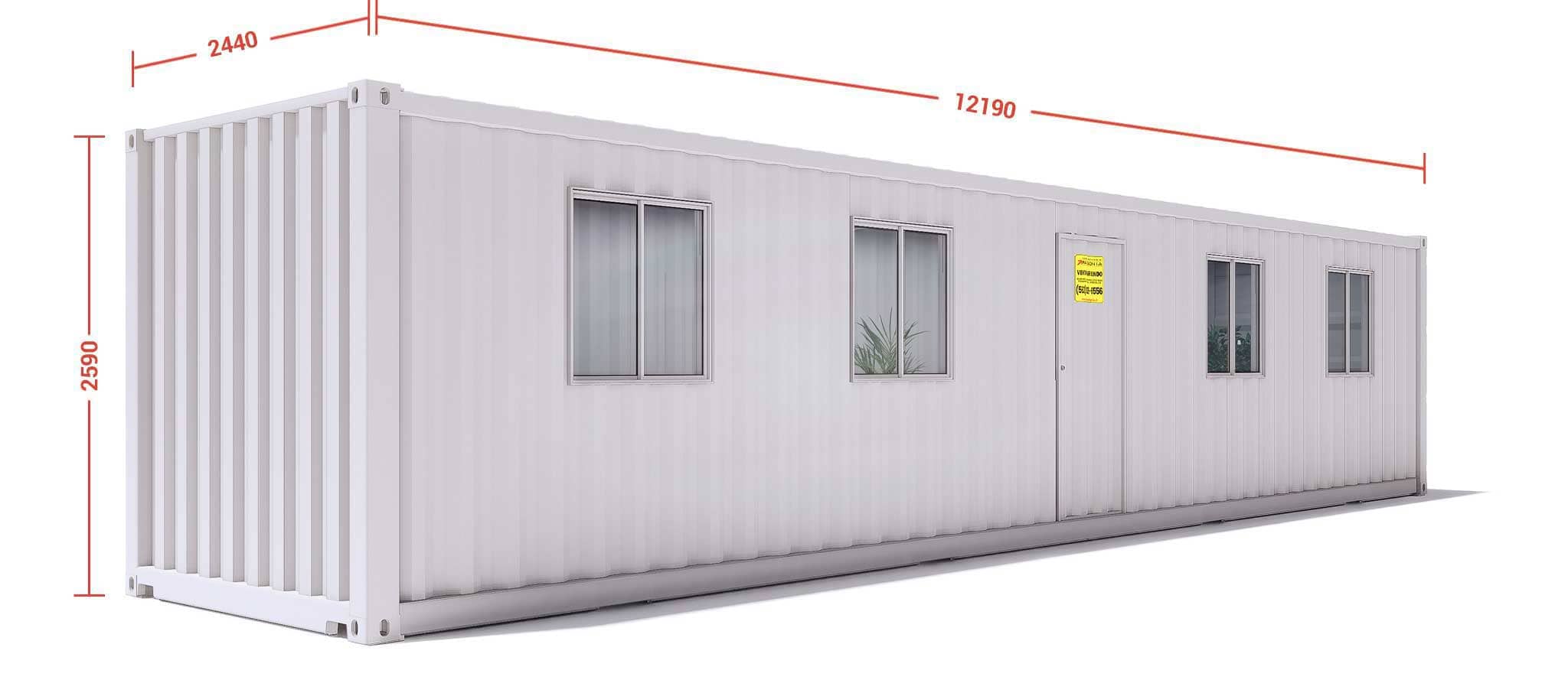 Oficina Container 40 Pies Sin Forrar — Planta Libre